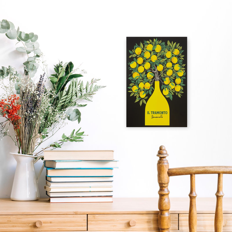 «Vibrant Limoncello», citrons, rétro, abstrait, citronnier, fruits, art mural, H 18 po x l 12 po