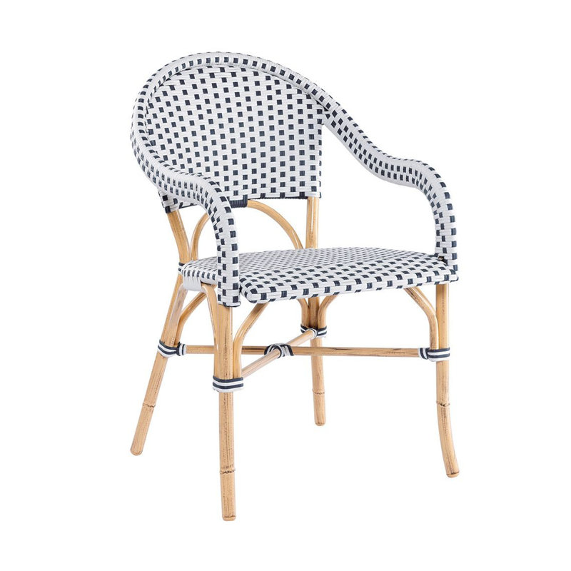 Café Armchair (Stacking), Rattan, Café White/Royal Blue