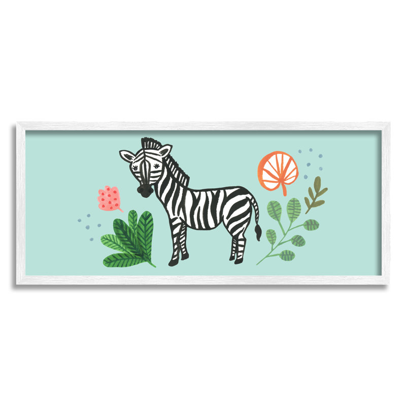 Conception fantaisiste de bordure de plante botanique zébrée par Heather Strianese - Peinture, H 10 po x l 24 po x P 1,5 po