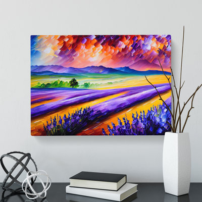 Striking Lavender Flower Field Abstract - Wrapped Canvas Print