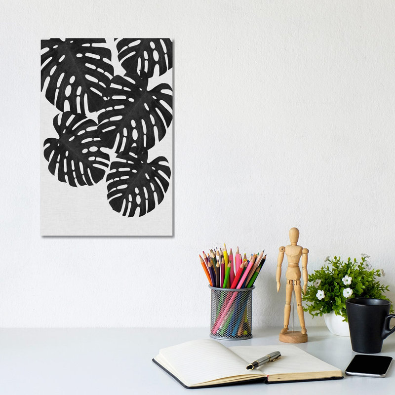 Monstera Leaf II BandW by Orara Studio - Wrapped Canvas Gallery-Wrapped Canvas Giclée, 30.48cm H x 20.32cm W