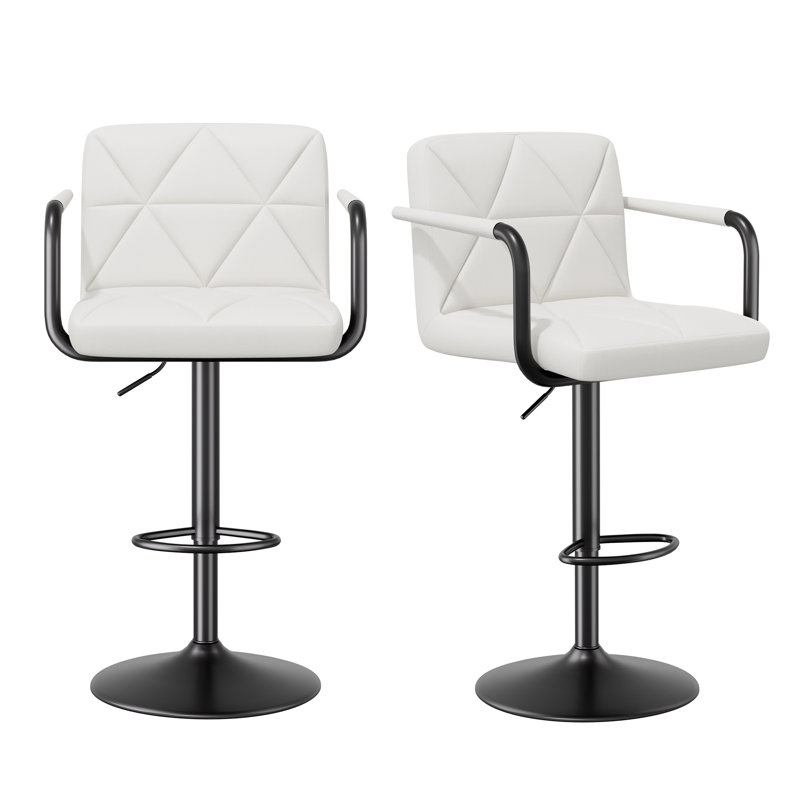 Swivel Adjustable Height Counter Stool with Metal Frame, White
