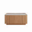 Table basse carrée avec tiroirs de rangement, table basse moderne en bois avec plateau en verre, tables de centre de table de thé pour le salon