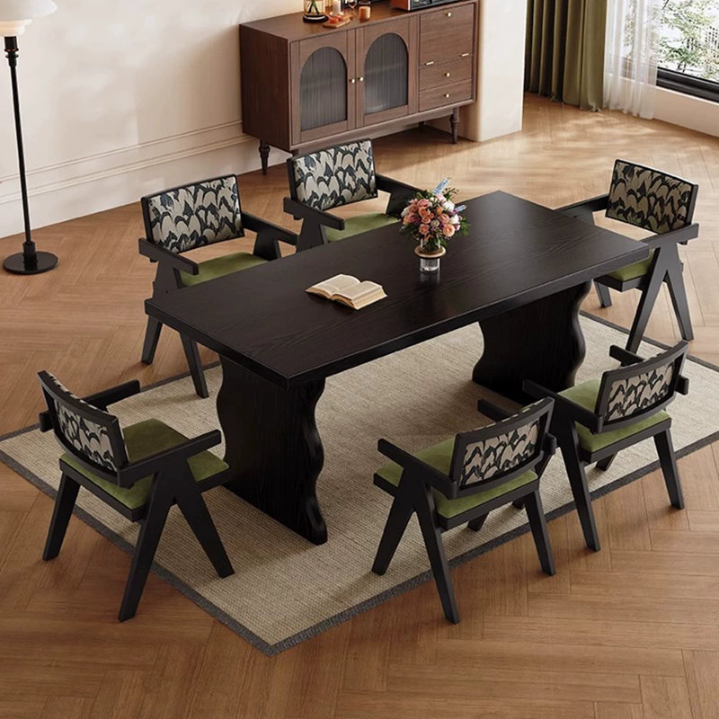Ensemble de salle à manger Black Wood, H 29,9 po x L 86,6 po x l 34,6 po