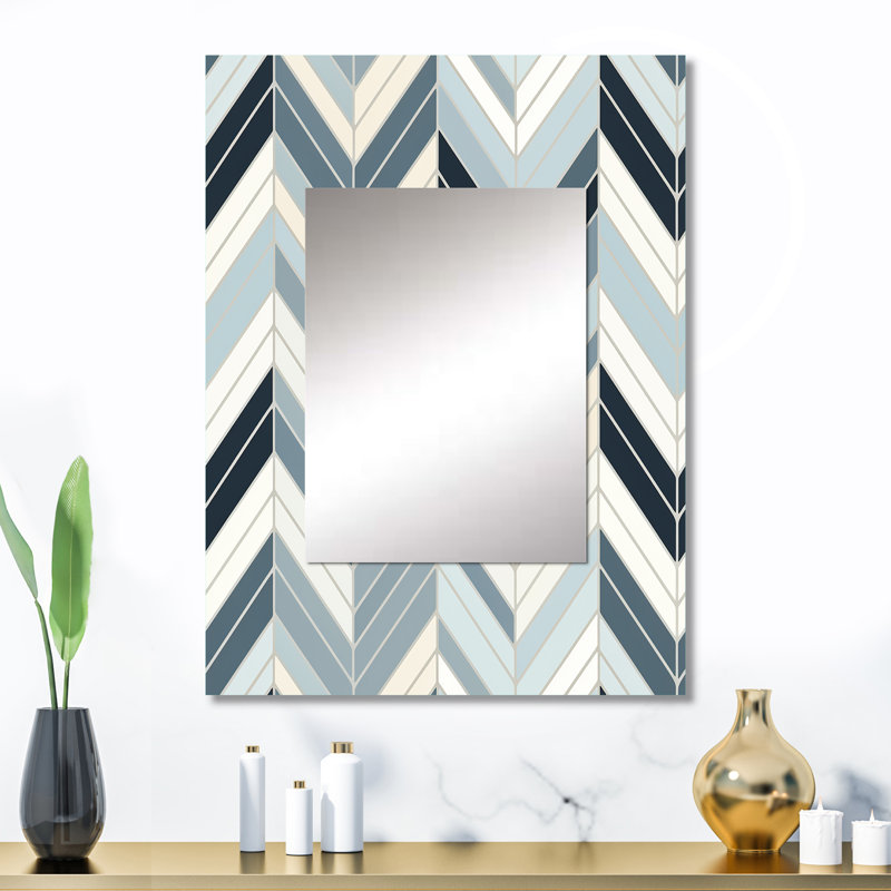 Shayleen - Chevron gris et blanc à chevrons - chevron, 32 po x 24 po