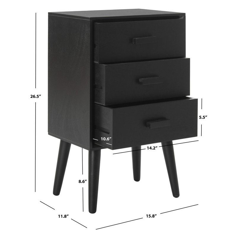 Dannel 3 Drawer Storage Drawer, Black