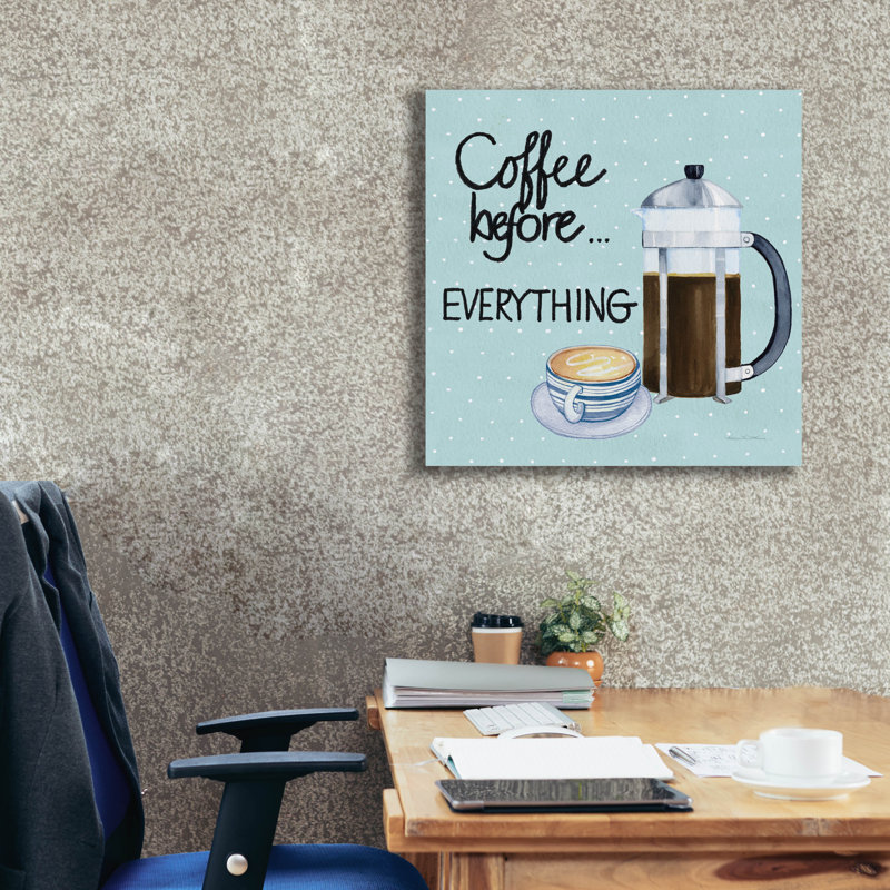 Art mural sur toile Winston Porter «Coffee Avant Tout Bleu» par Kathleen Parr, H 26 po x l 26 po x P 1,5 po