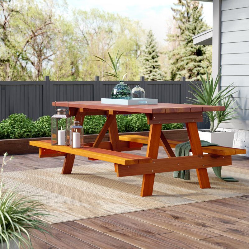 Table de pique-nique Threadgill Redwood, Super Deck, H 30,5 po x L 72 po x l 48 po
