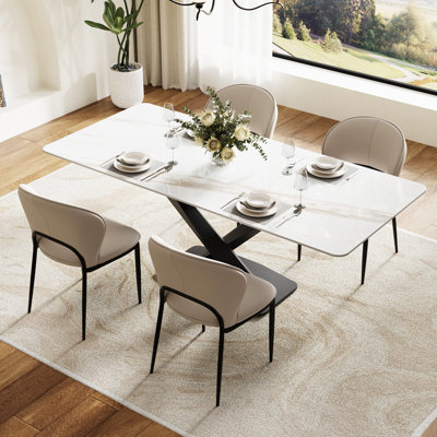 Chaises de table de salle à manger modernes avec revêtement en similicuir