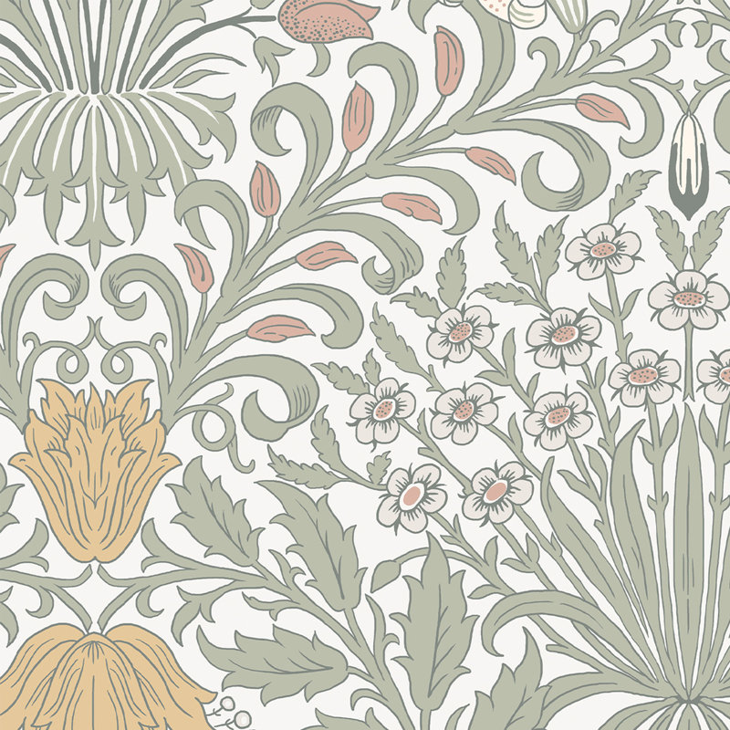 William Morris Garden Soft Wallpaper, Green