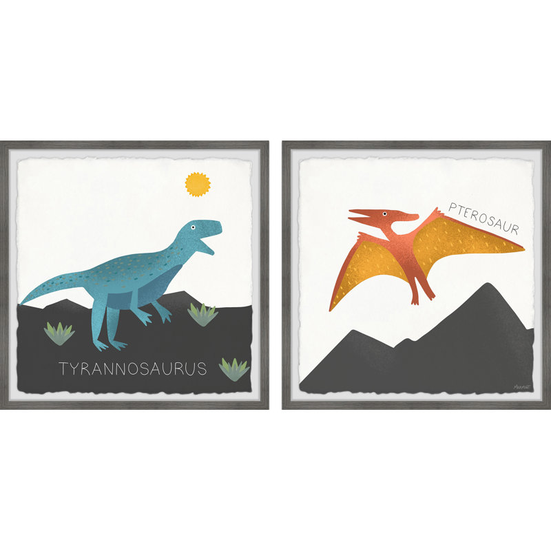 Mcmahan, ensemble de 2 reproductions encadrées de dinosaures à ailes de chauve-souris, H 12 po x l 12 po x P 1,5 po