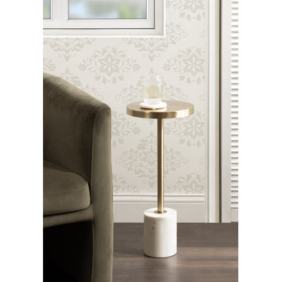 Hescott Metal and Marble Round Drink Table
