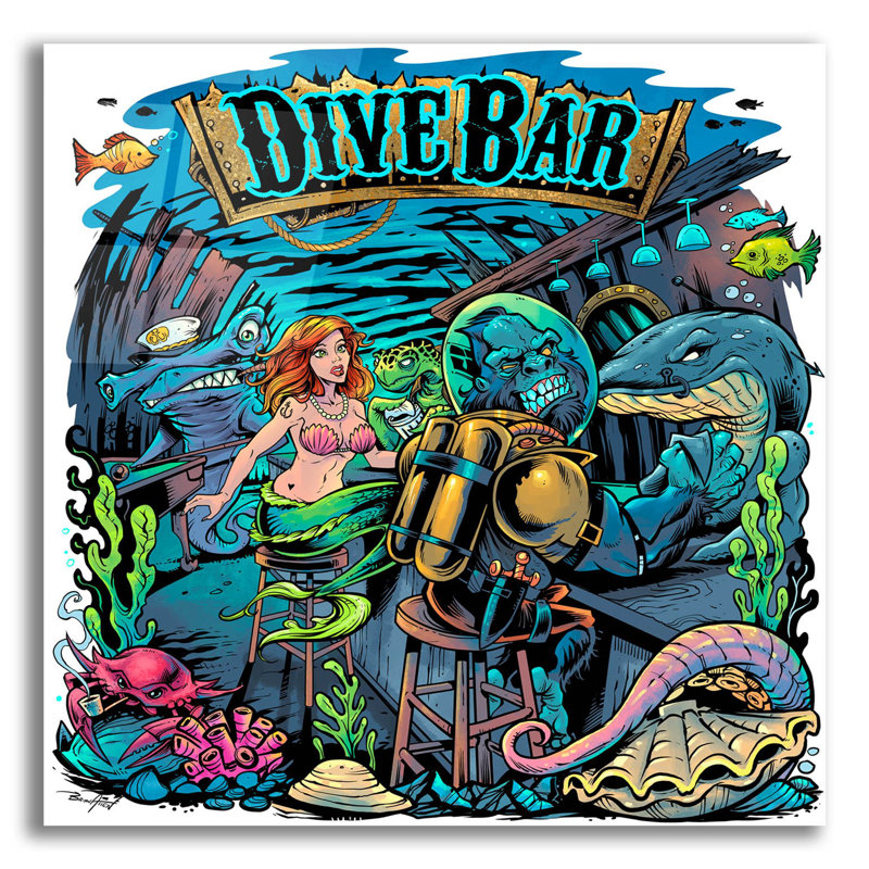 «Dive Bar On» par Flyland Designs Print, H 12 po x l 12 po x P 0,13 po