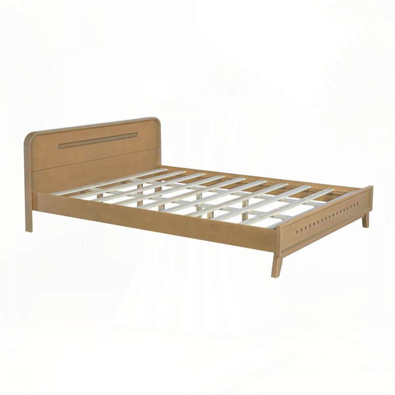 Wood Platform Bed, Natural Yellow, Queen