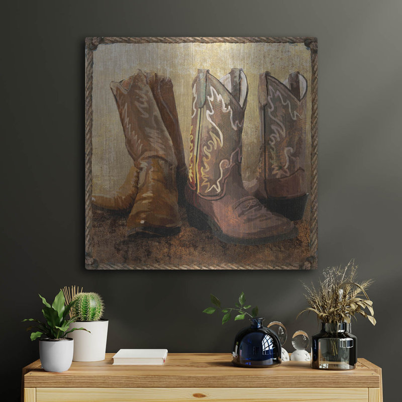 Winston Porter «Roped In bottes» par Art Licensing Studio, art mural en métal, H 24 po x l 24 po