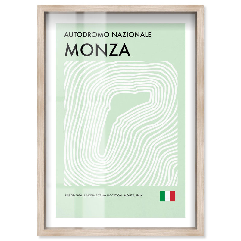 Affiches de Formule 1 Monza Circuit Shadowbox par Notoriart, cadre noir, 11 x 16, H 16 po x l 11 po, Structure noire