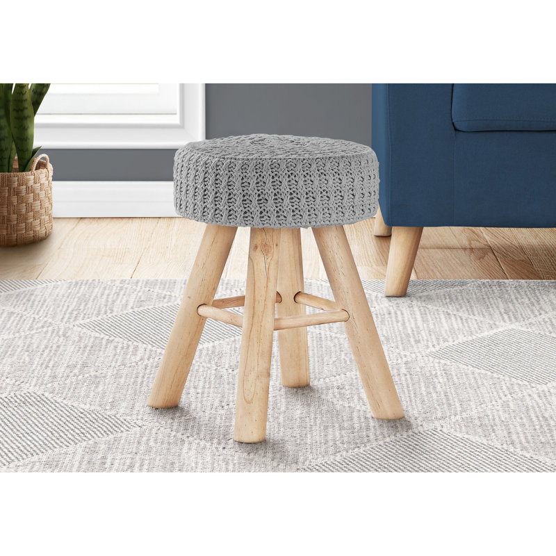Repose-pieds gris élégant avec pieds en bois naturel 12,22 pouces de profondeur