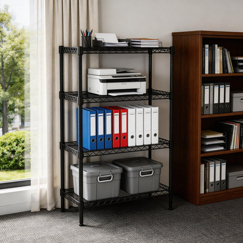 4 tablettes en métal pour la cuisine, le garage et le garde-manger - Support vertical, surface de lavage lisse, rangement efficace
