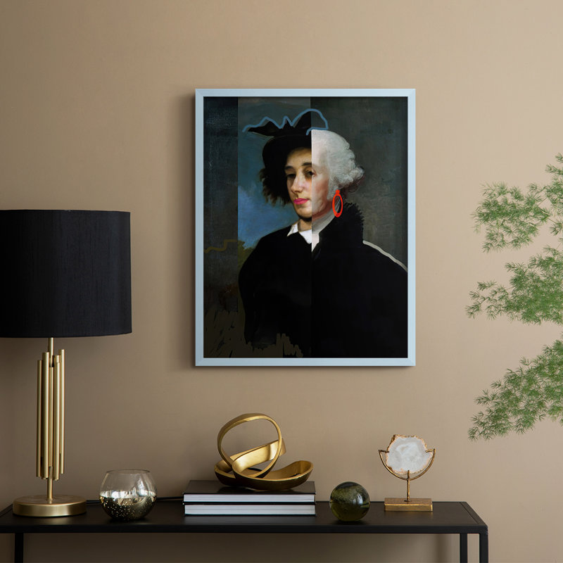 Reproduction encadrée CheekyMasterGeorge - bois massif, H 30 po x l 24 po, Bleu