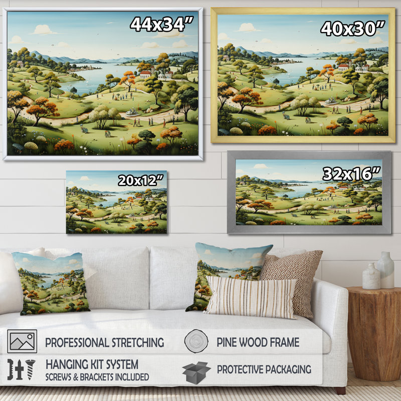 «Country Club Croquet Garden I», reproduction sur toile, H 30 po x l 40 po x P 1,5 po, Cadre flottant noir