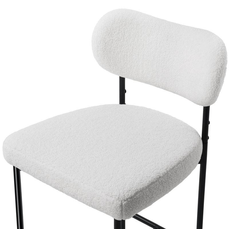 Osborne 26" H Upholstered Bar Stools Counter Height Bar Stools With Adjustable Foot Pads, 4, White