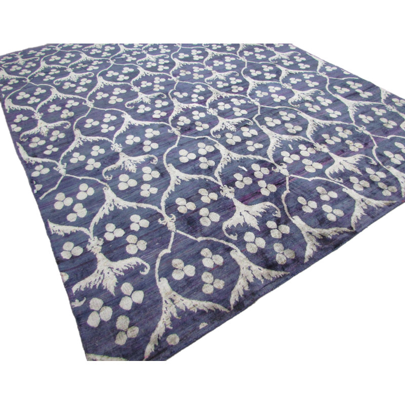 Rumi Hand-Knotted Silk Midnight Rug