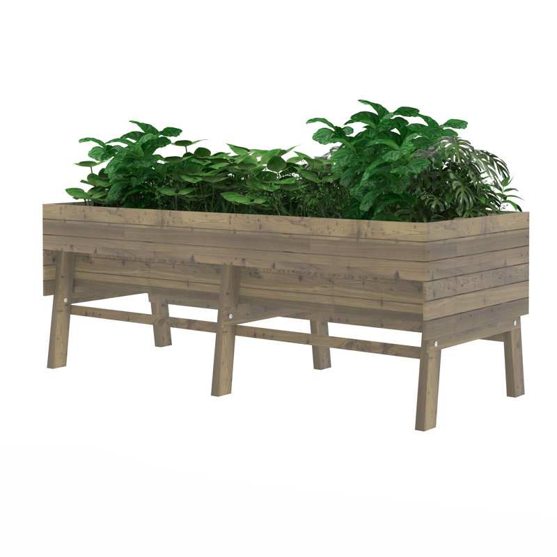 Janay Large Wood Raised Garden Bed, Brown