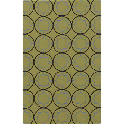 Tapis vert en jute crocheté à la main à motif géométrique Rabayda