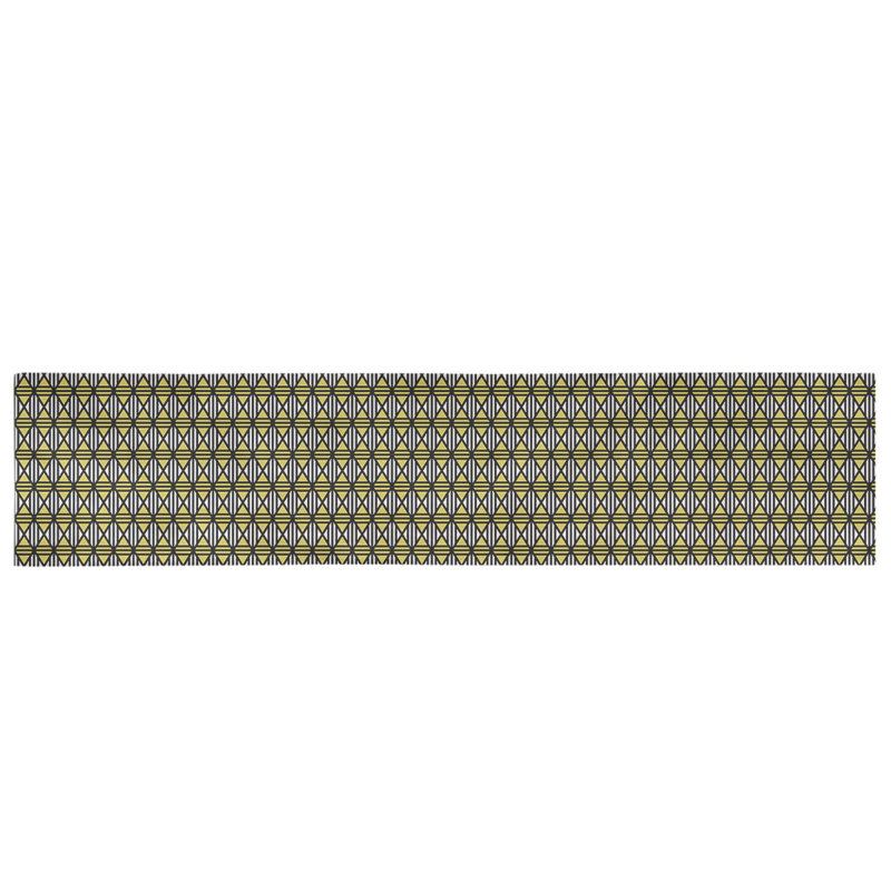 Chemin de table losanges doublés Avicia, 73,5 po x 17,5 po, Noir / Jaune, Coton