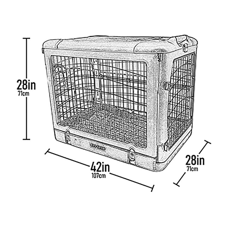 Gray Rolling Steel Pet Crate with Removable Tray