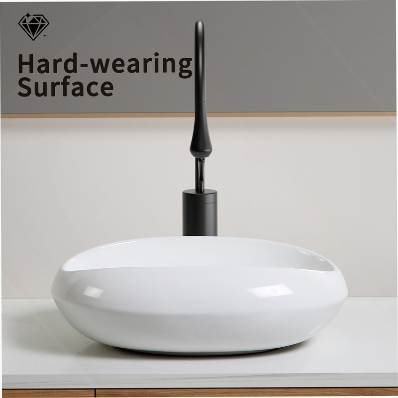 Lavabo ovale en cÃ©ramique pour petits comptoirs