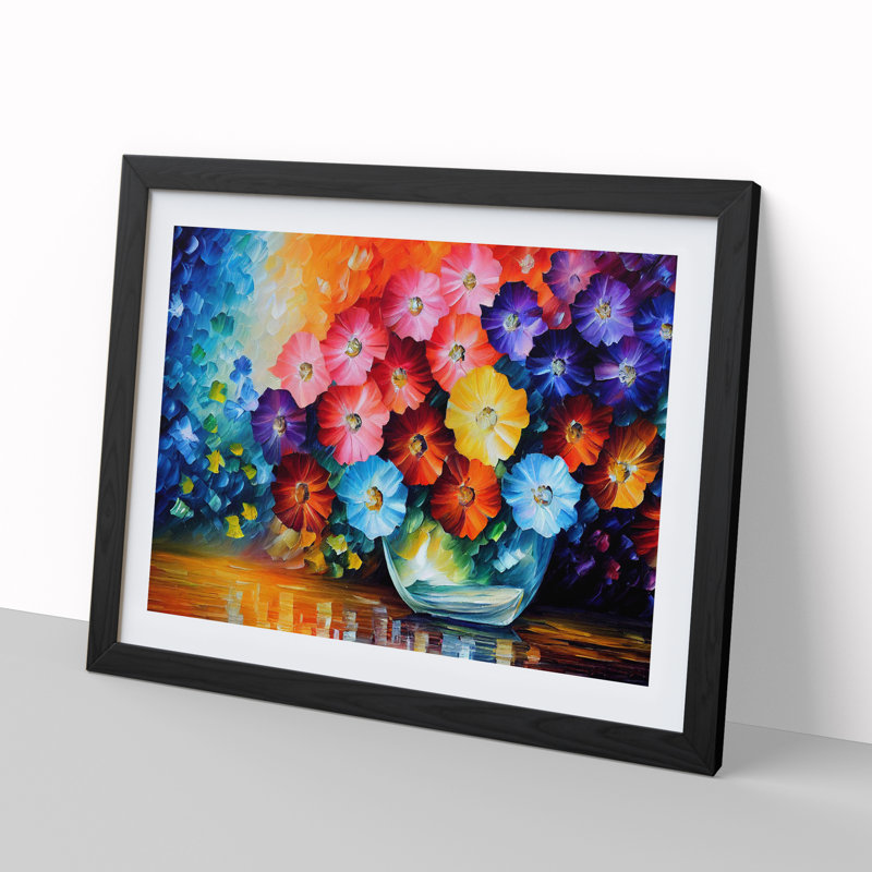 Assorted Flower Bouquet Vol.4 - Single Picture Frame Print, Black, 46cm H x 64cm W