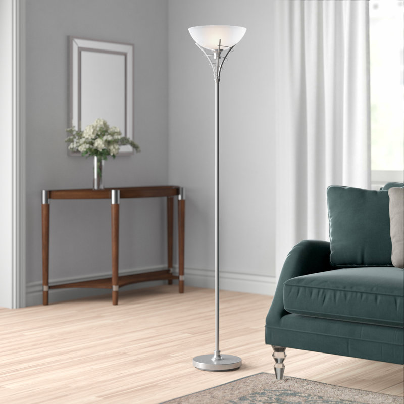 Pinckney 179cm Torchiere Floor Lamp, Satin Silver