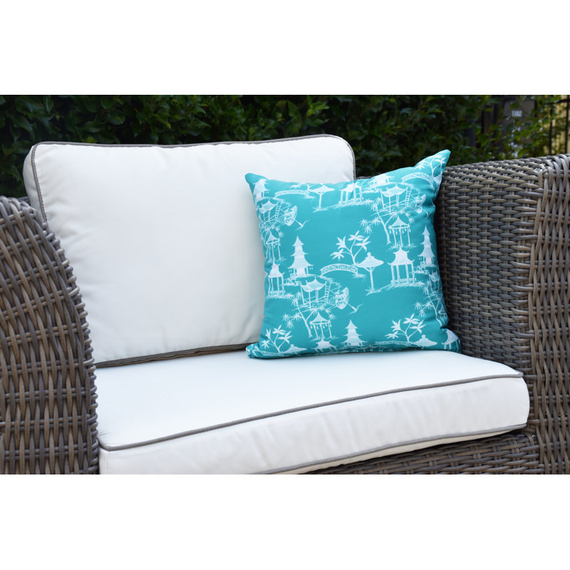 Housse et insert de coussin carré intérieur / extérieur Palm Beach Chinapezka, Bleu, 16 po x 1 po