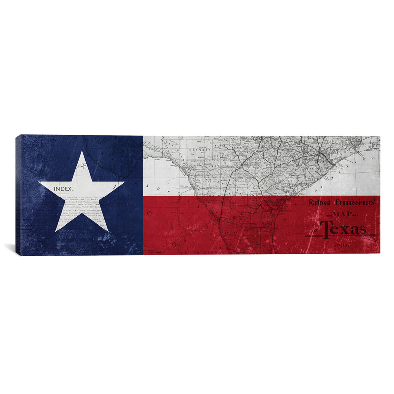 " Texas Flag, Map ", 16" H x 48" W x 1.5" D