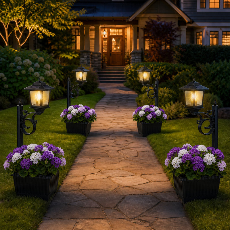 Lampadaire solaire avec pot de fleurs, 1