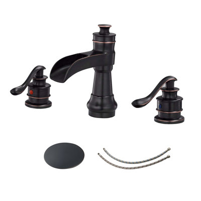 Widespread Bathroom Faucet with Drain Assembly