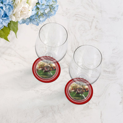 Sous-verres ronds en cuir vegan anglais