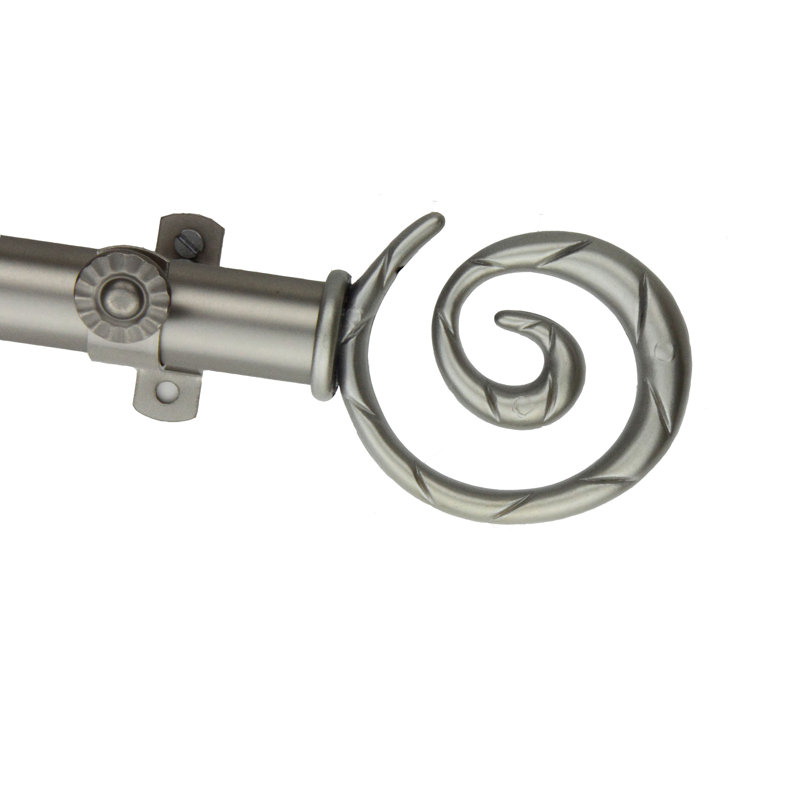 Tringle à rideaux simple réglable 0,81 po Heasley, Nickel satiné, 28 po à 48 po (chaque côté)