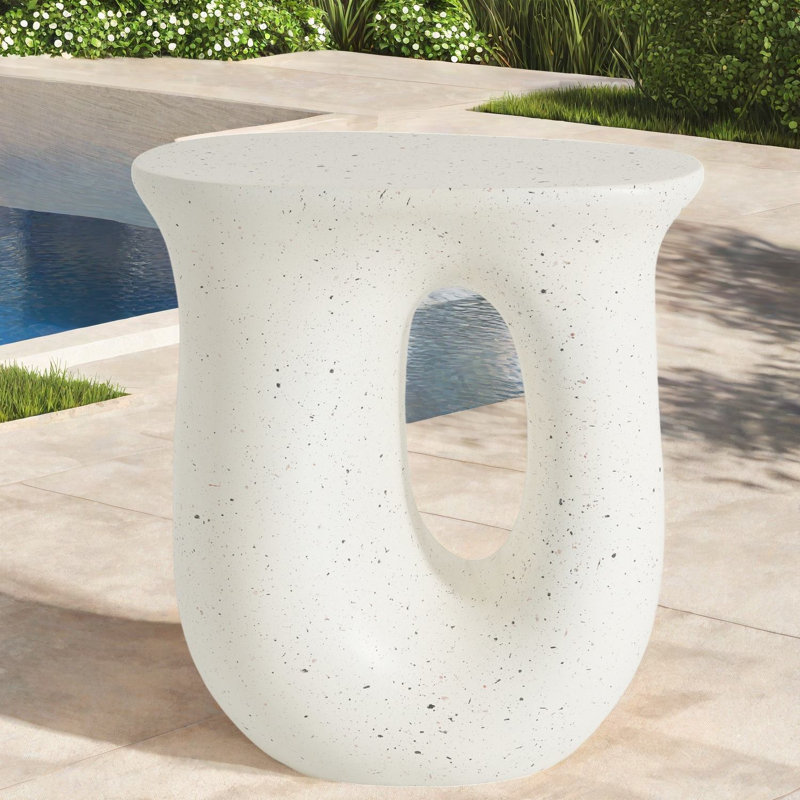 Tables de patio portatives, aspect pierre MGO, décor extérieur compact et moderne