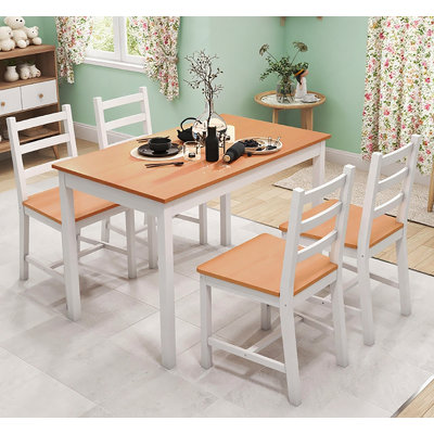 Ensemble de table de salle à manger, table et chaises de cuisine moderne, ensemble de salle à manger en bois massif
