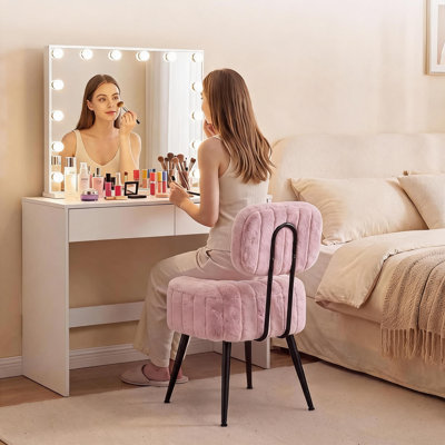 Chaise de coiffeuse avec rangement, petit tabouret de maquillage avec dossier