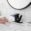 Robinet de lavabo de salle de bain éclairé à DEL, bec de cascade changeant 3 couleurs, fixation sur le comptoir à un trou, eau froide et chaude, robinet noir, robinet à langer, poignée simple, mélangeur d'eau, finition-128724054