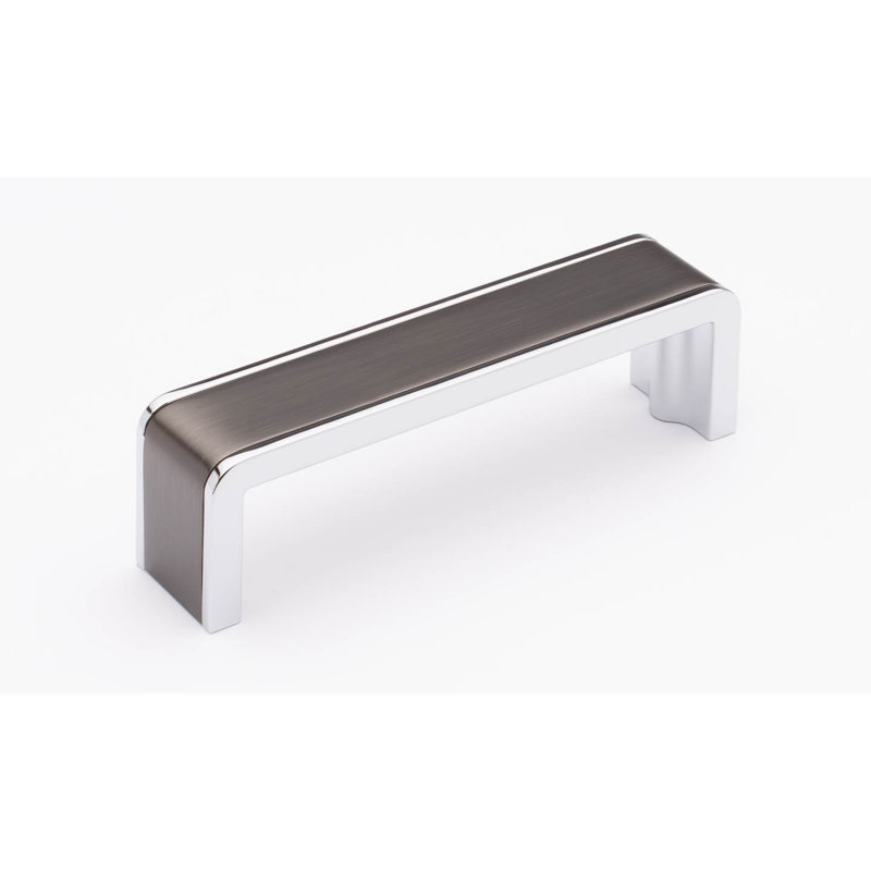 Fusion 12" Center to Center Bar Pull, 4'', Gunmetal/Polished Chrome