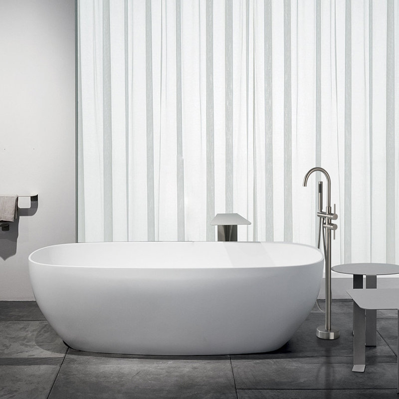 2 Handle Floor Clawfoot Tub Faucet, Brushed Nickel