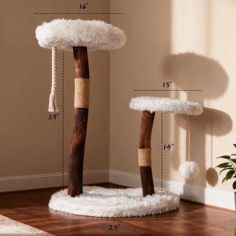 33" Shou Sugi Ban Cat Tree, Modern Cat Tower with Sisal Scratching Posts, Plush Perch, Black and Gold Pet Furniture for Indoor Cats