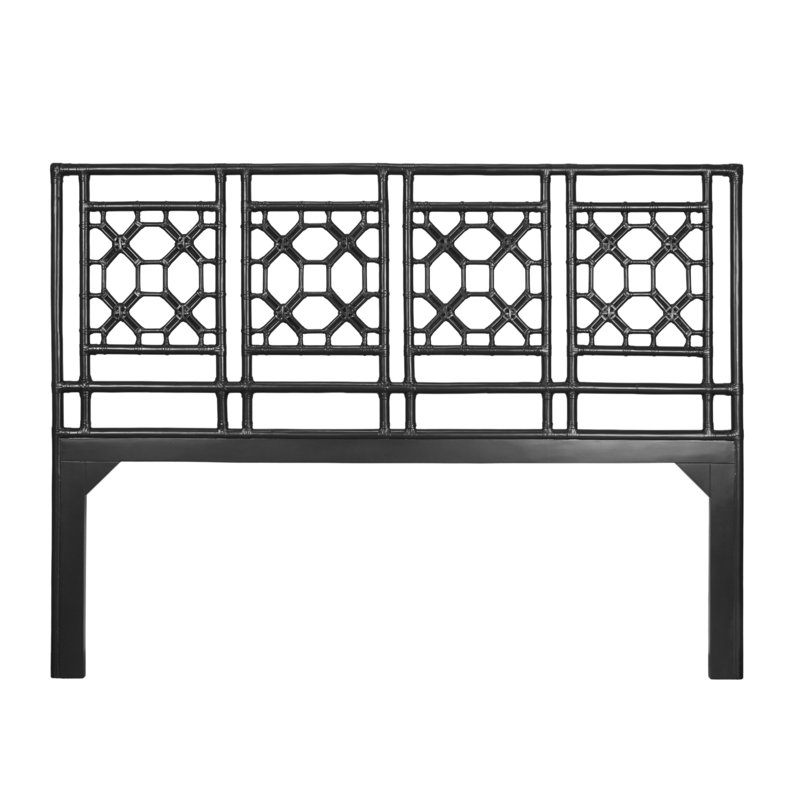 Lattice Back Open-Frame Rattan Headboard, King, Black