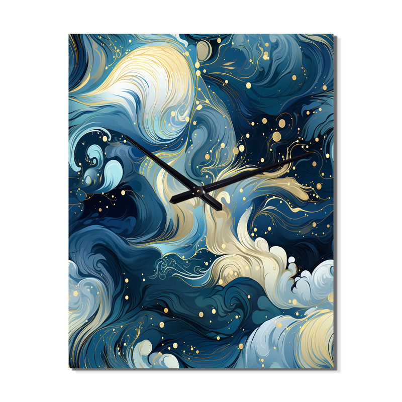 Horloge murale moderne Cosmic Marble Elegant Whirls I - Glam, Grand