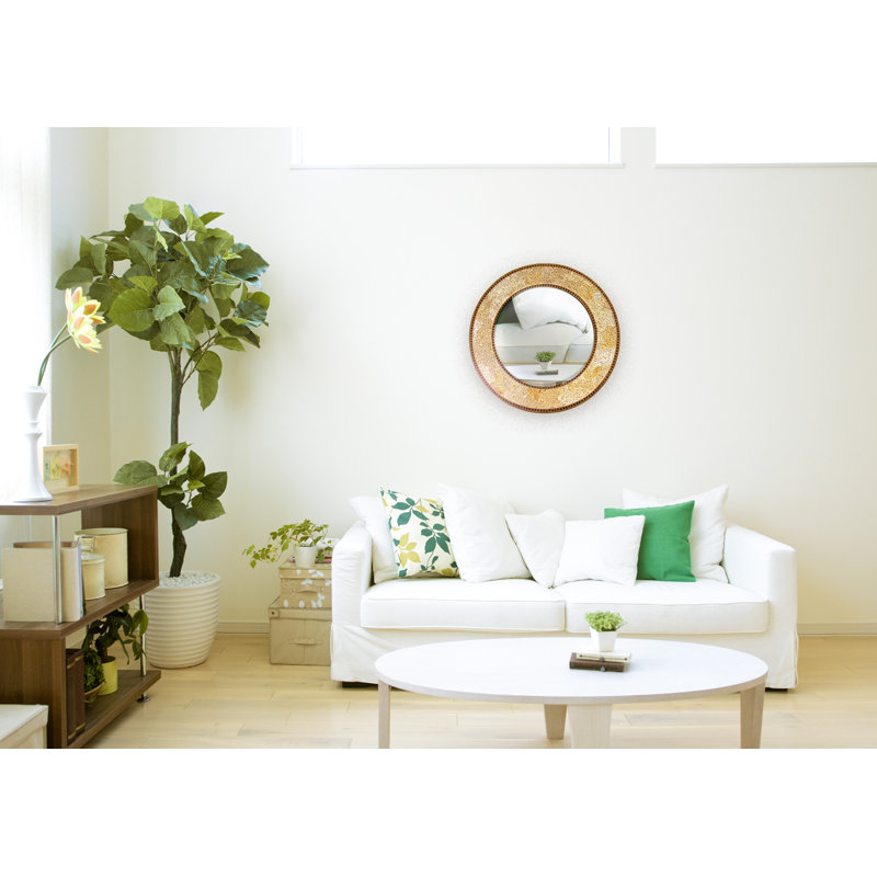 Cobberas Manufactured Wood, Glass Round Wall Mirror, Gold