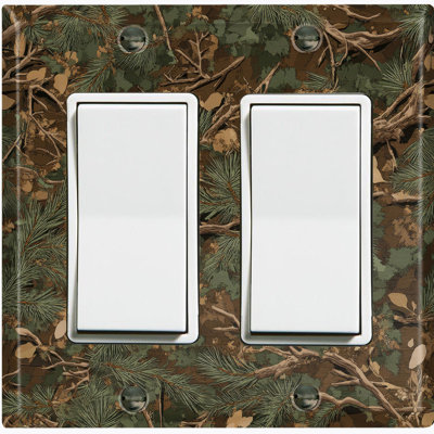 Couvercle de plaque d'interrupteur en métal; Fauteuil à bascule GFI 2 bandes US Standard - Camouflage Forest Foliage